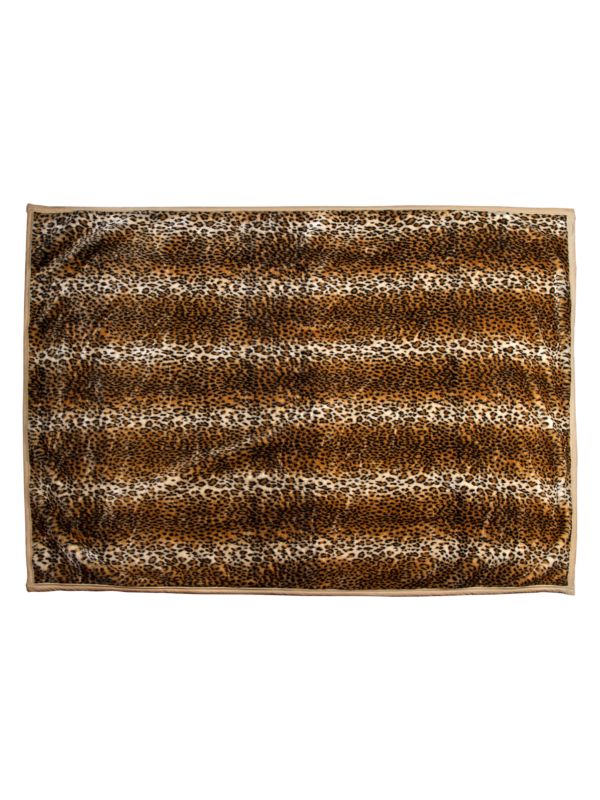 Luxe Faux Fur Leopard-Print Faux Fur Throw Blanket